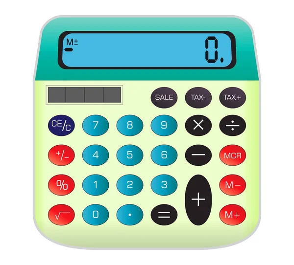 Conjunto Calculadora Realista Aislada Moderna Papelería Calculadora Volver Concepto Escuela — Vector de stock