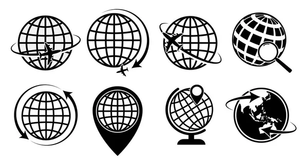 Set World Map Globe Icon Isolated Eps Vector — Stock Vector