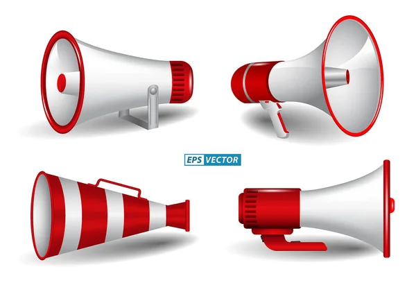 Een Rode Megafoon Luidspreker Luidspreker Een Megafoon Protestapparatuur Bullhorn Luidspreker — Stockvector
