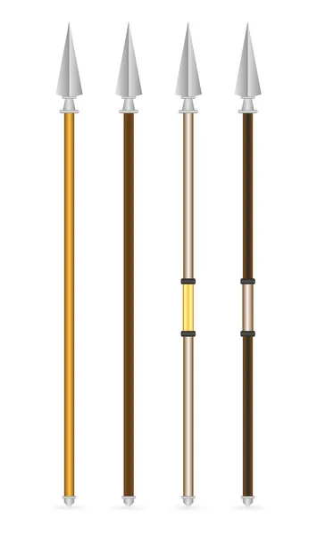 Set Realistic Sword Warrior Spear Eps Vector — Stok Vektör