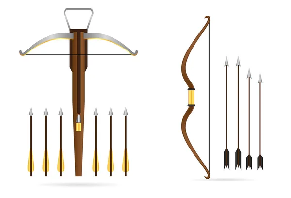 Set Realistic Sword Warrior Arrow Eps Vector — Archivo Imágenes Vectoriales