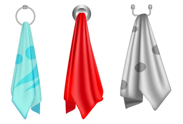 Set Realistic White Towel Stack Luxury Stacked Towel Hotel Spa — стоковый вектор