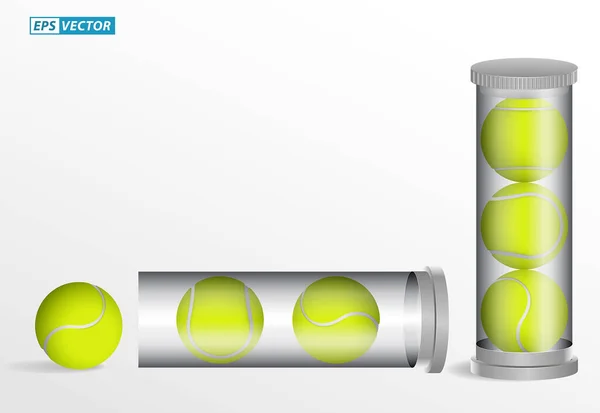 Set Realistic Tennis Ball Isolated Tennis Ball Green Yellow Detailed — Stok Vektör