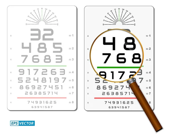 Set Eye Test Chart Isolated Vision Exam Medical Diagnostic Eps — Stock Vector
