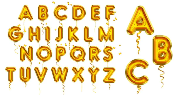Набор Реалистичного Алфавита Золотой Шарик Изолирован Вектор Eps — стоковый вектор
