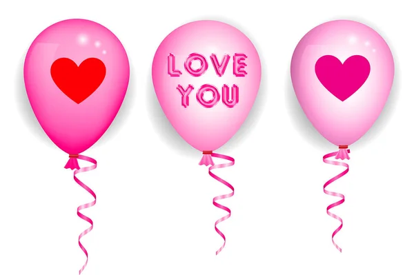 Sevgililer Günü Temalı Gerçekçi Balon Vektör Içer — Stok Vektör