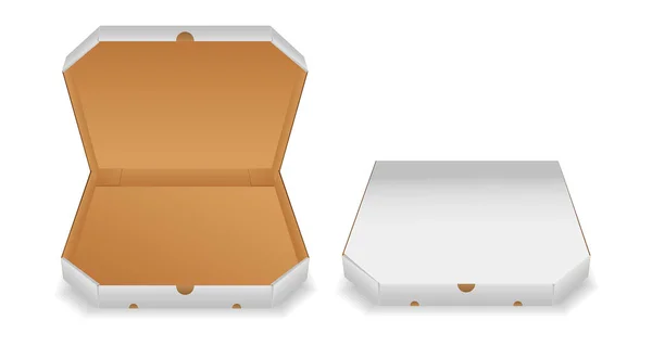 Ensemble Paquet Boîte Pizza Réaliste Isolé Eps Vecteur — Image vectorielle