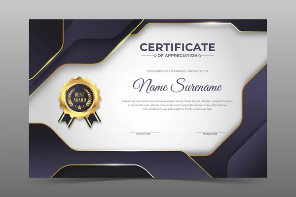 Modern Gaming Certificate Template Gradient Golden Gray — Stock Vector