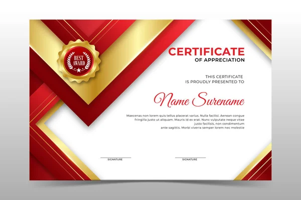 Certificat Employé Rouge Luxe Mois — Image vectorielle