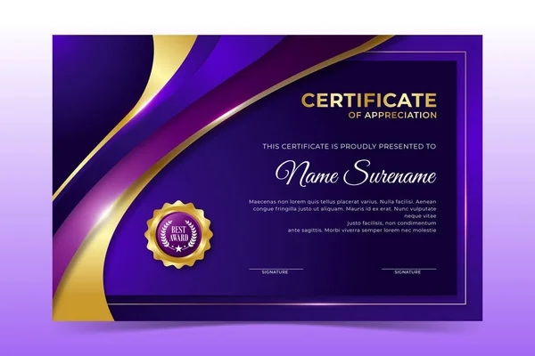 Modèle Certificat Employé Bleu Violet Mois — Image vectorielle