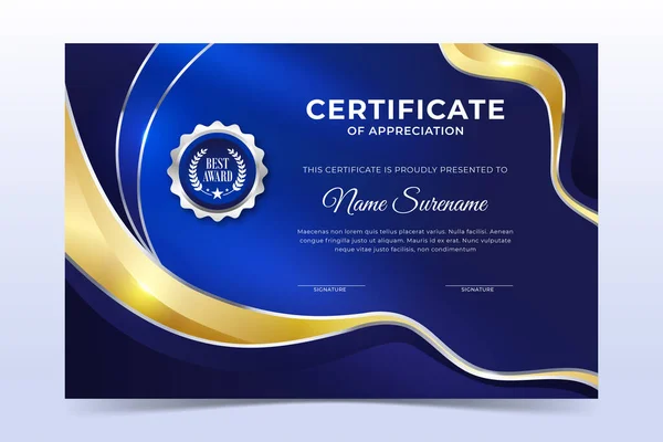 Modèle Certificat Moderne Bleu — Image vectorielle