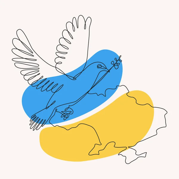 Taube Als Friedenssymbol Für Die Ukraine Vektorlinienkunst — Stockvektor