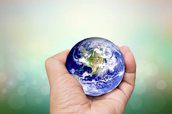 Earth Conservation Concept World Hearts Floats Human Hands Nature Blur —  Fotos de Stock