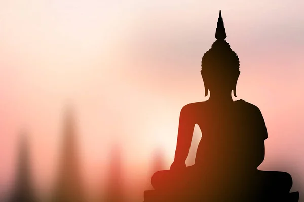 Big Buddha Silhouette Sunset Background — Stockfoto