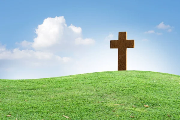 Cross Represents Jesus Nature Blur Background — Stock Photo, Image