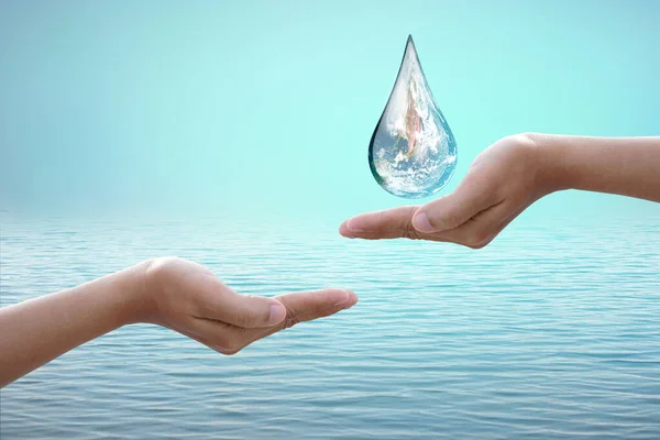 Världsvattendagen Mänskliga Händer Ger Vatten — Stockfoto