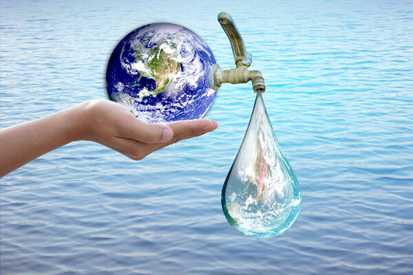 World Water Day. Water out of the tap. To preserve the environment for sustainability