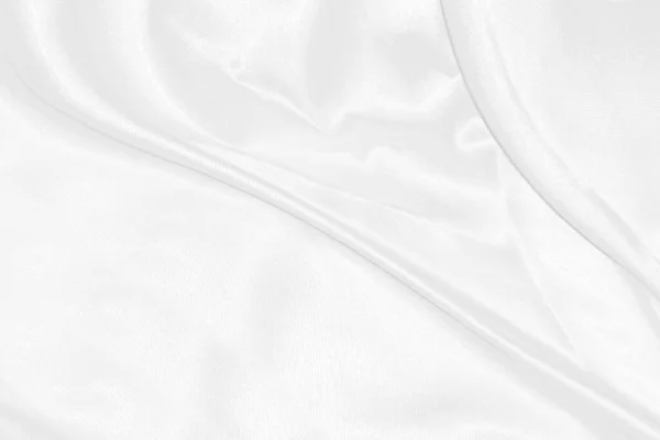 White Silk Textured Cloth Background Closeup Rippled Satin Fabric Soft — Stock Photo, Image