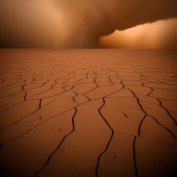 ポスト黙示録的で神秘的な雰囲気の中での砂漠の嵐の写真 — ストック写真