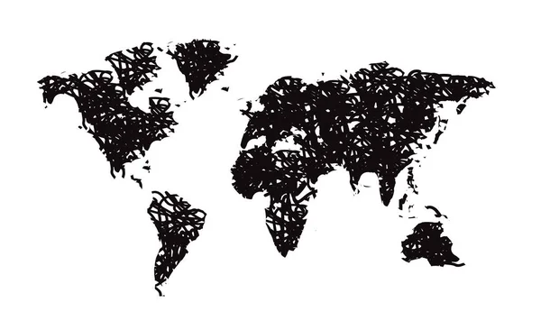 Dünya Haritası Bilgisel Siyah Yazısı Çizim Vektörü Arka Planı Dosya — Stok Vektör