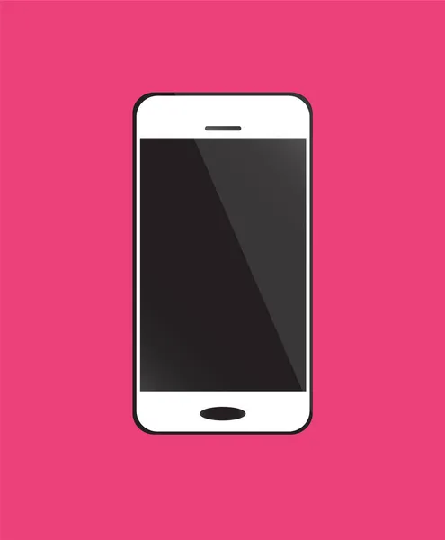 Smartphone Icon White Color Pink Background — Stock Vector