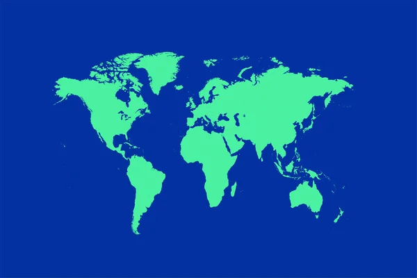 Зеленая Карта Мира Царствует Верховный Плоский Дизайн Голубым Фоном — стоковый вектор