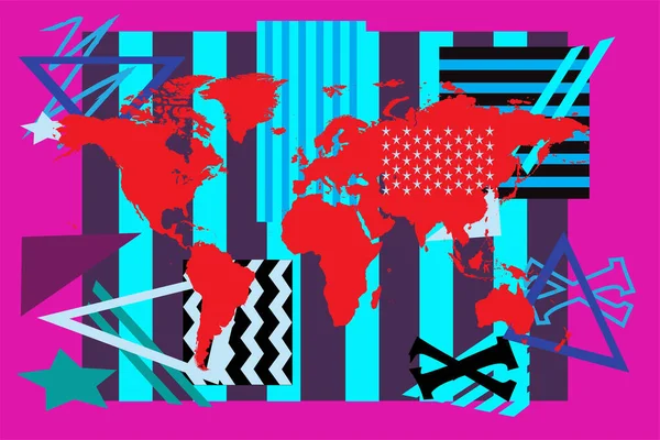 World Map Info Graphic Colorful Borders Creative Geometric Background — стоковый вектор
