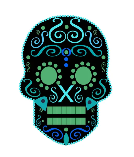 Skull Vector Fashion Design Prints Ornament Details White Background Blue — Stockvektor