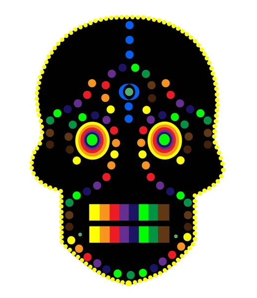 Suikerschedel Mexicaans Snoep Skelet Pictogram Met Kleurrijke Stippen Vector Illustratie — Stockvector