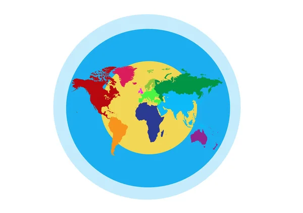 Wereldkaart Info Grafische Kleurrijke Randen Een Cirkel Witte Achtergrond — Stockvector