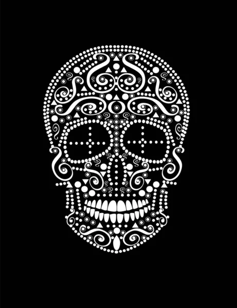Векторный Фон Черепа Дизайна Одежды Узоры Татуировки Черно Белый — стоковый вектор