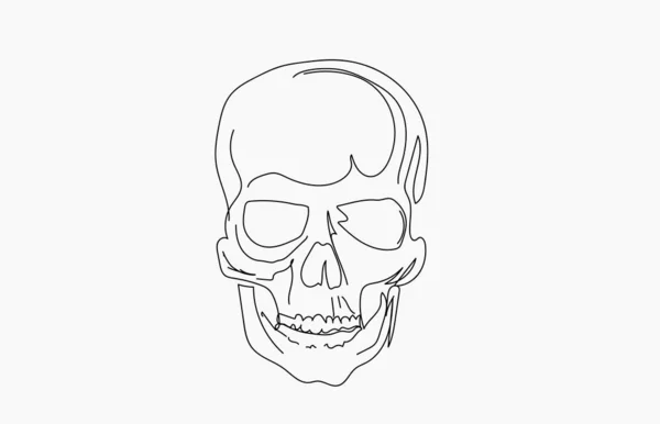 Skull Icon Hand Drawn Black Line White Background — ストックベクタ