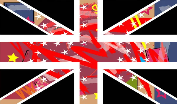 Graffiti Bandeira Britânica Colorido Pop Arte Fundo Vetor —  Vetores de Stock