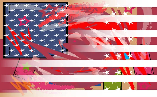 Americká Vlajka Graffiti Barevné Pop Art Pozadí Usa Vektor — Stockový vektor