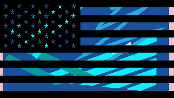 Graffiti Bandeira Americana Fundo Colorido Pop Arte Eua Vetor Azul —  Vetores de Stock