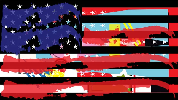 Americká Vlajka Graffiti Barevné Pop Art Pozadí Usa Vektor — Stockový vektor