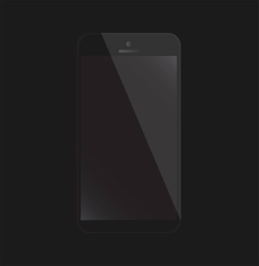Smartphone icon black color with shadow and black background. Mobile phone isolated vector illustration.