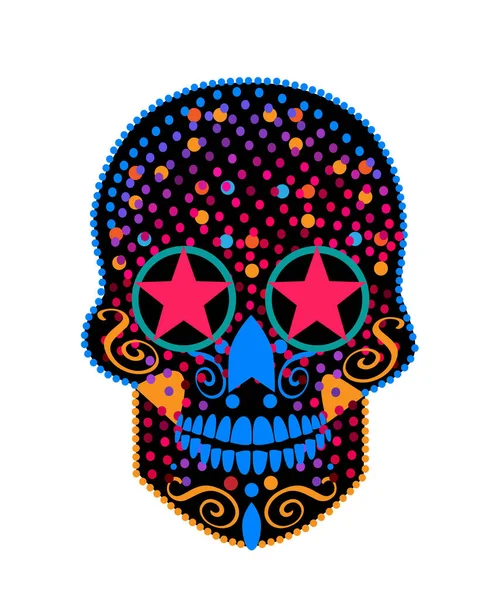 Sugar Skull Icon Isolated White Background Fashion Halloween Day Dead — Archivo Imágenes Vectoriales