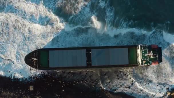 Cargo Sec Est Échoué Lors Une Tempête Mer Déversements Hydrocarbures — Video