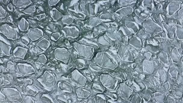 Dia Inverno Congelado Vista Superior Mar Textura Gelo Água Mar — Vídeo de Stock