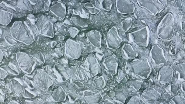Téli Nap Fagyasztott Tenger Tetejére Néző Tengervíz Jég Textúra Télen — Stock videók