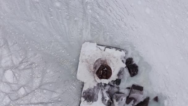 Par Une Froide Journée Hiver Dans Nord Phare Gelé Dans — Video