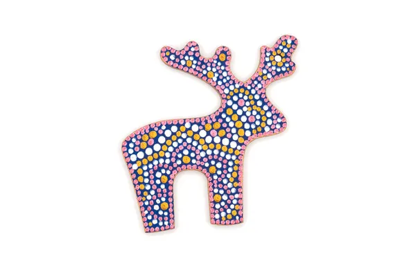 Juguete Multicolor Navidad Ciervo Madera Aislado Sobre Fondo Blanco —  Fotos de Stock