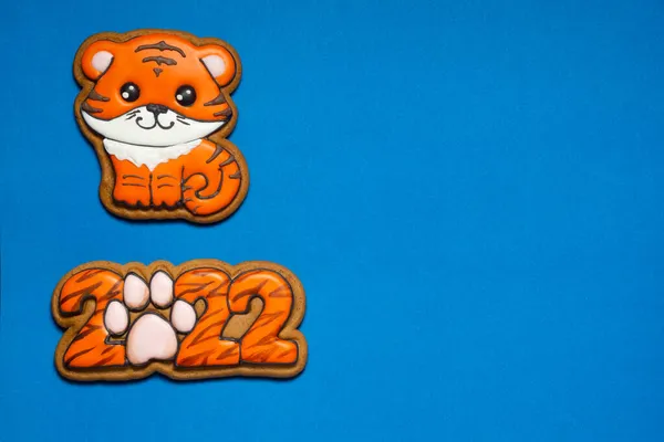 Galletas Jengibre Forma Figura Tigre Colores Los Números 2022 Color —  Fotos de Stock