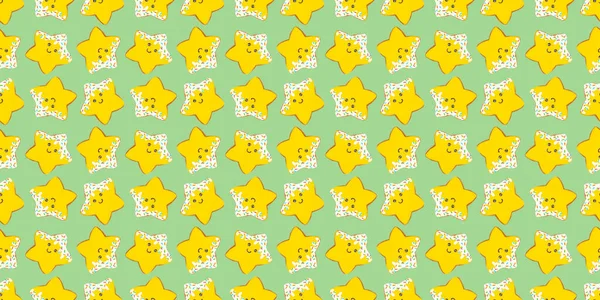 Bezszwowy Wzór Świątecznych Ciasteczek Imbirowych Postaci Ozdobionej Żółtej Pięcioramiennej Gwiazdy — Zdjęcie stockowe