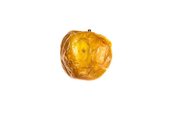 Une Pomme Jaune Pourrie Isolée Sur Fond Blanc Fruits Moisis — Photo