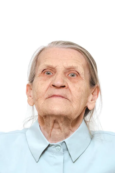 Πορτρέτο Μιας Θλιμμένης Ηλικιωμένης Γυναίκας Κεφάλι Μιας Σκεπτόμενης Γριάς Από — Φωτογραφία Αρχείου