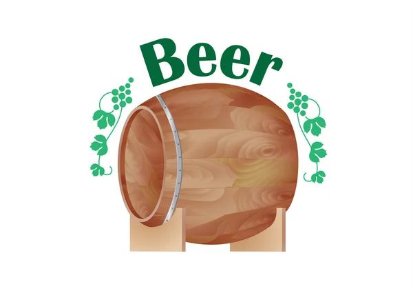 Barril Cerveza Aislado Sobre Fondo Blanco Estilo Plano — Vector de stock