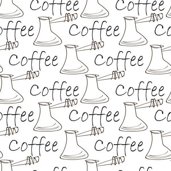 Café Design Motif Sans Couture Décorer Texte Couleurs Marron — Image vectorielle