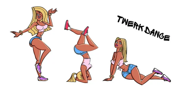 Diseño Póster Twerk Chica Estilo Dibujos Animados Póster Para Curso — Vector de stock